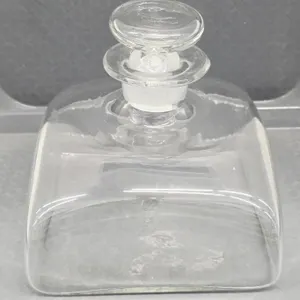 Vintage Blown Glass Square Ships Decanter