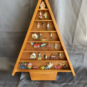 Vintage Wooden Christmas Tree Shadow Box Display w