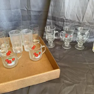 Assorted Vintage Holiday Pedestal Mugs and Glass T