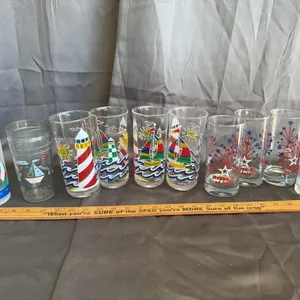 Vintage Nautical and Patriotic Drinking Glasses