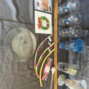 Assorted Vintage Glassware Ceramic Tiles and Novel