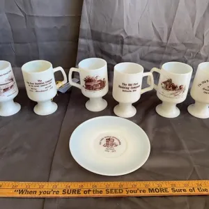 Vintage Ohio Bicentennial Milk Glass Mug and Sauce