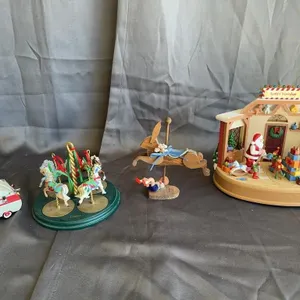 Vintage Christmas Santa's Workshop Carousel and Ca