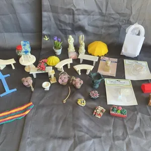 Large Assortment of Dollhouse Miniature Garden Acc