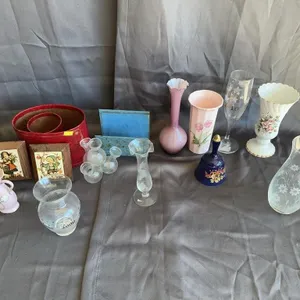 Assorted Vintage Glassware Ceramic Vases and Decor