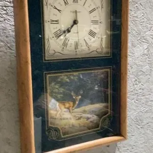 Framed clock and picture 14 x 24 in