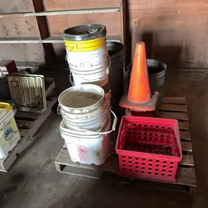 Quantity of 5 gallon pales and construction cones