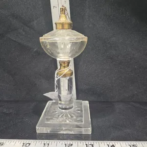Antique French Crystal and Brass Wax Seal Lamp