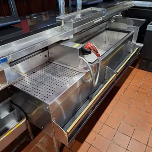 Section of Glastender Underbar SS Equipment: Drain Boards, Hand Sink, Ice Bins