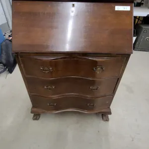 Vintage Colonial Revival Drop-Front Secretary Desk with Three Serpentine Drawers 41 x 31 x 15"