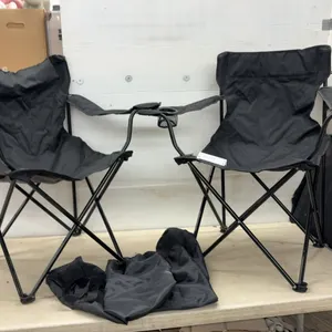 Pair of Black Folding Camp Chairs with Cup Holders & Carry Bags