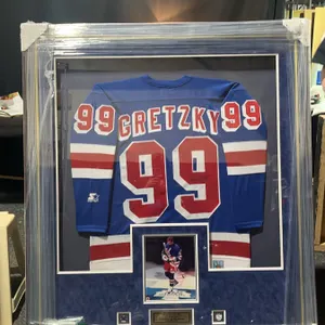 Framed Autographed Wayne Gretzky #99 Rangers Jersey Display