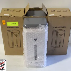 THREE PLASTIC WHITE SOAP DISPENSERS