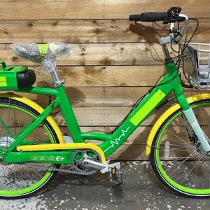 E-ASSISTED GREEN & YELLOW BICYCLE WITH KEY & CHARGER