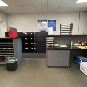 LARGE GROUP OF OFFICE FURNITURE - DESKS, FILING CABINETS, OFFICE CHAIRS RECEPTION COUNTER,
