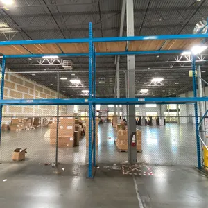 BLUE PALLET RACKING - (5) 16FT X 3 1/2FT UPRIGHTS 3 1/4" X 2" WITH 6" X 8" X 3/8" THICK