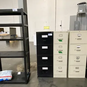 METAL SHELF RACKING UNIT AND 4 METAL FILING CABINETS