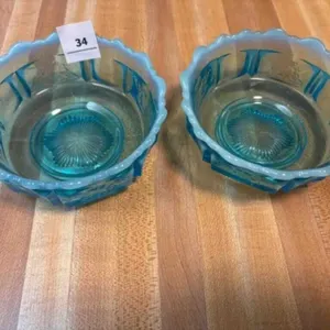 2 - Fenton Blue opalescent Bowls
