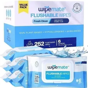 Wipemate Fresh Clean Flushable Butt Wipes 252ct