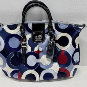 Vintage Coach Op Art Madison Sabrina Satchel Blue