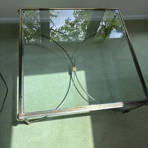 Vintage Brass and Glass Square Coffee Table