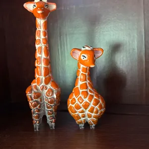 Vintage Pair Artesania Rinconda Orange Clay Figurines