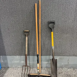 SPADE-GRAVEL RAKE-POTATO FORK-BROOM