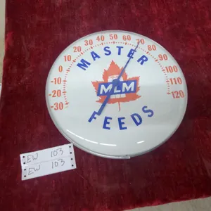 Vintage Master Feeds Round Advertising Thermometer with MLM Maple Leaf Logo, Made in U.S.A.