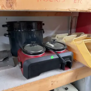 Salton Twin Slow Cooker and Two Enamel Stock Pots