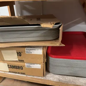 Cambro Rectangular Trays, Grey and Red