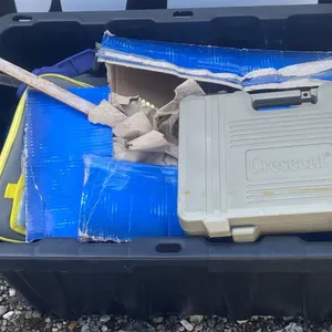 Tools Lot with Socket Set, Clamps, Nails, and Gloves