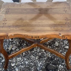 Wooden Side Table with Carved Details