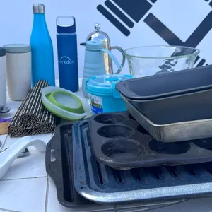 Kitchenware Lot With Drinkware, Utensils, and Bakeware