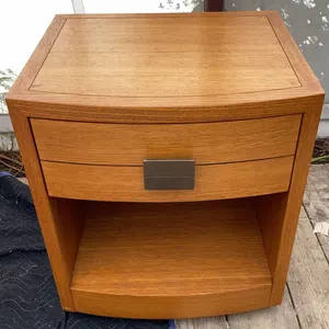 Asian Oak Nightstand with Single Drawer and Open Shelf - Jasper Park Lodge Decor
