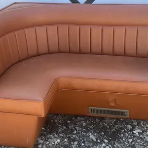 L-Shaped Brown Vinyl Diner Booth Bench Seating