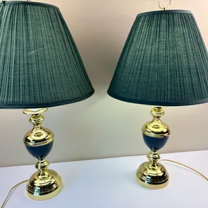 Pair of Green Table Lamps
