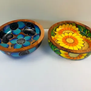 Hand-Painted Wooden Bowls