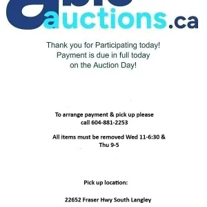 SOUTH LANGLEY AUG 5 ON-LINE AUCTION
