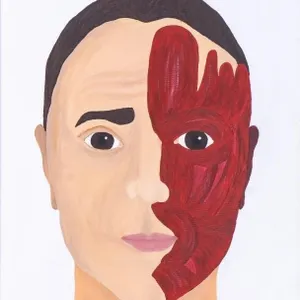 K. STANCZYK SURREALIST PORTRAIT ACRYLIC PAINTING