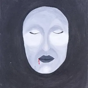 K. STANCZYK SURREALIST MASK ACRYLIC PAINTING