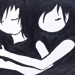 EMBRACE BLACK AND WHITE ACRYLIC PAINTING