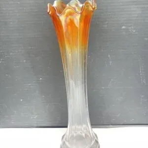 Glass Vase with Iridescent Marigold Finish, 16 "