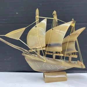 Carved Horn Souvenir Ship Model