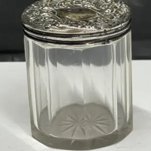 Vanity Jar With Sterling Silver Lid - Note Chip
