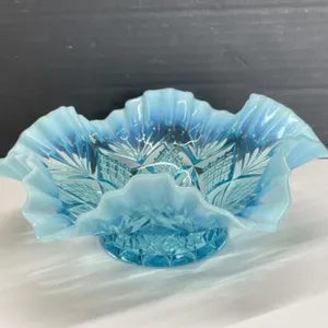 Blue Glass / Opalescent Bowl 9 " D