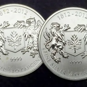 (2) 3/4 Troy Oz. Silver 1812-2012 Canada Dollars