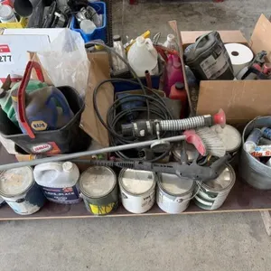 Pallet with Paint, Lubricant, Pressure Washer Wand