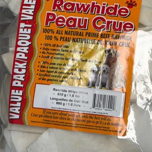 1.5 lb 100% White Rawhide Strips