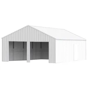 New KJ K2223 Double Garage Metal Shed, 23' x 22' x 13' High