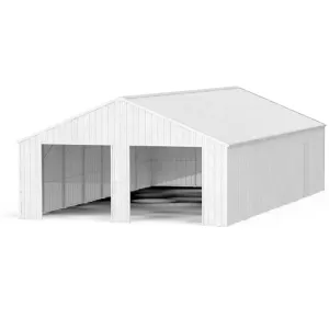 New KJ K4525 Double Garage Steel Barn Shed, 45' x 25' x 14' High